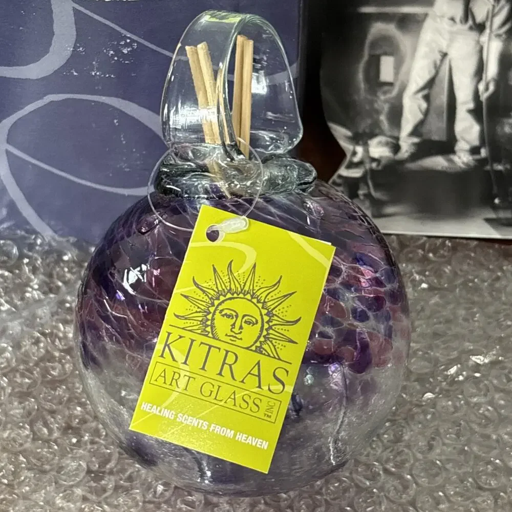 Kitras Art Glass Ball Healing Scent Diffuser Purple Pink Clear